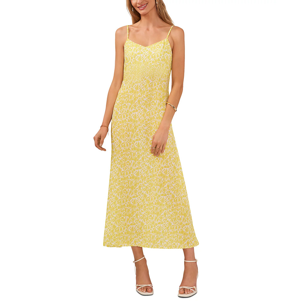 VINCE CAMUTO V NECK MAXI DRESS IN BUTTERCREAM ADJ STRAPS SZ SMALL MSRP $129